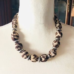 Country Girl animal print fabric covered bead necklace